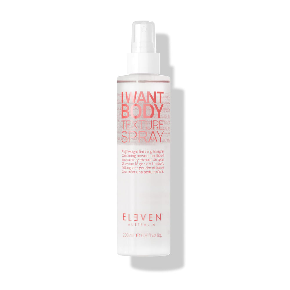 ELEVEN AUSTRALIA I Want Body Texture Spray bottle closeup for easy styling and texture.