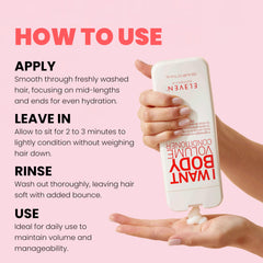 ELEVEN AUSTRALIA I Want Body Volume hair application shows creamy texture for smooth detangling.