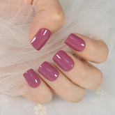 Elevenail Daily Glossy uñas postizas cortas cuadradas púrpura, look de salón en casa