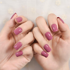 Elevenail Daily Glossy uñas postizas cortas cuadradas rojo, estilo audaz