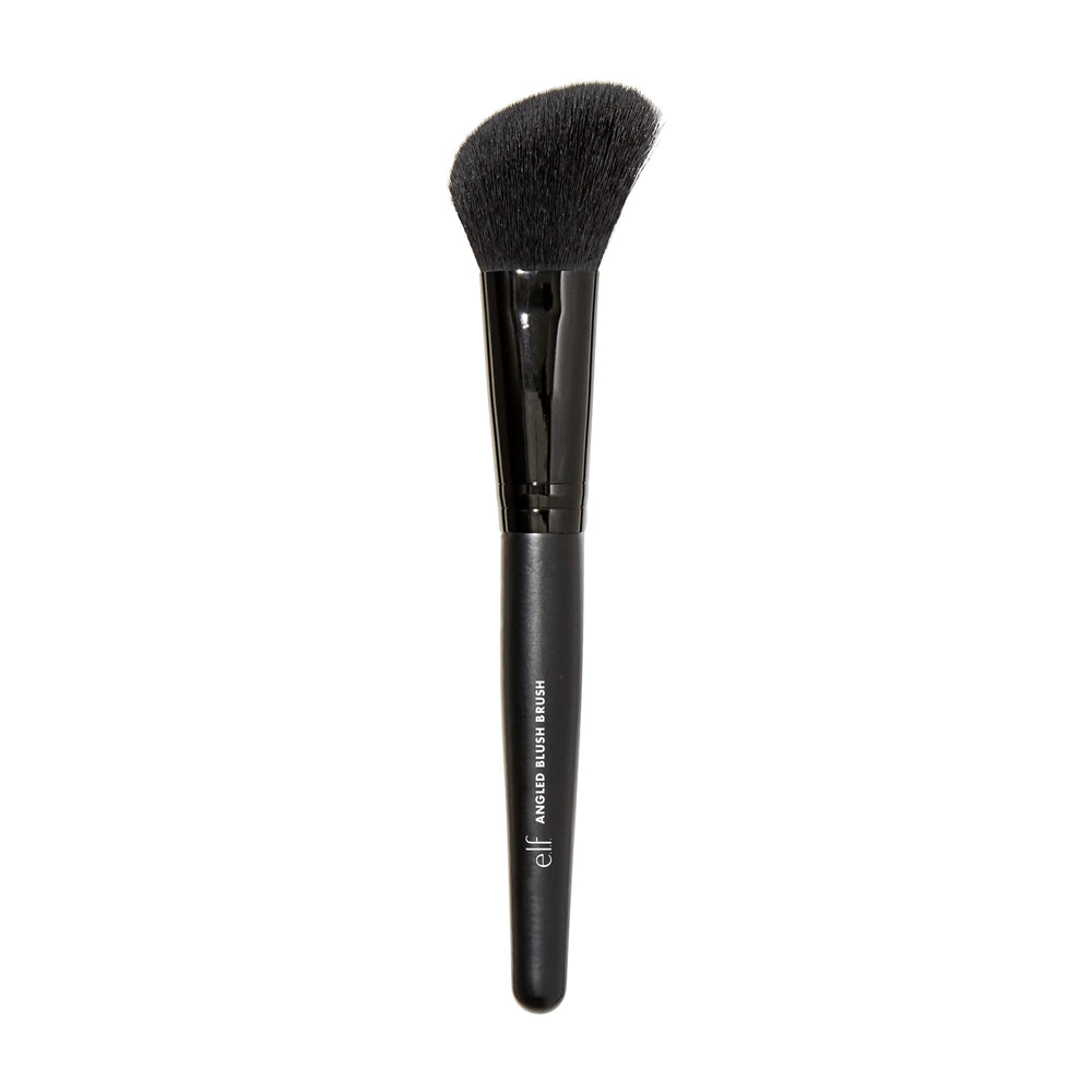 e.l.f. angled blush brush demonstrates precise sculpting for cream, liquid, or powder formulas.