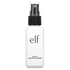 e.l.f. Daily Brush Cleaner spray on bristles demonstrates fast cleansing of makeup residue