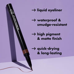 Delineador líquido e.l.f. negro intenso para pigmento profundo.
