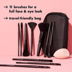 e.l.f. face sponge and brushes close-up for precise concealing