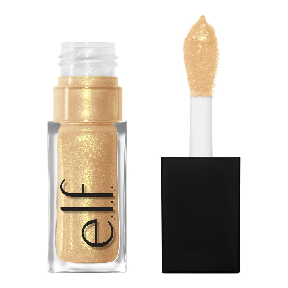 e.l.f. Glow Reviver Lip Oil Citrine Gleam en botella, brillo translúcido y color suave.