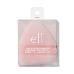 e.l.f. Halo Glow Powder Puff tear-drop shape fits facial contours for even coverage.