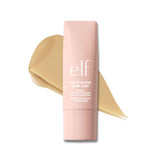 e.l.f. Halo Glow Skin Tint bottle showing dewy finish and hydration.