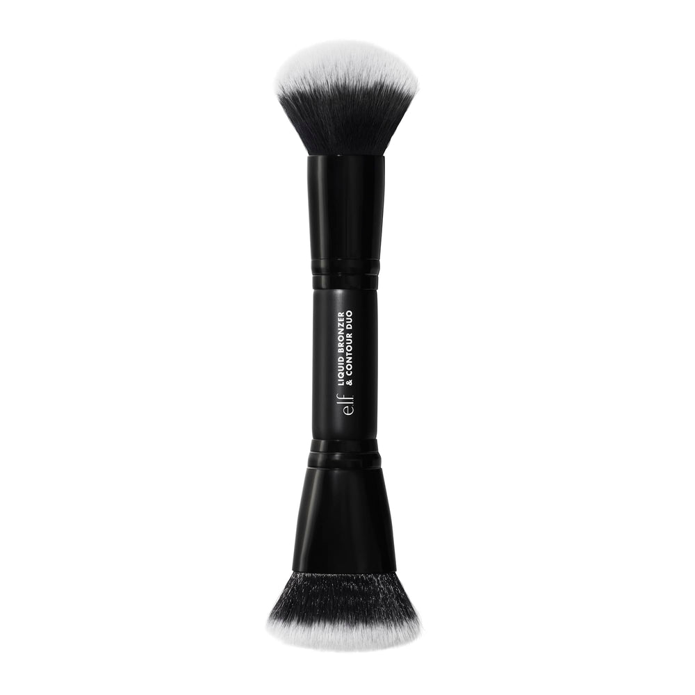 e.l.f. liquid bronzer & contour duo brush with sculpted end for precise contouring
