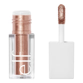 Elf Liquid Metallic Eyeshadow Comet close-up shows rose gold with silver shimmer