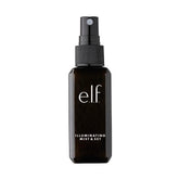 e.l.f. Lumious Mist & Set, botella frontal, aporta brillo suave y fijación ligera