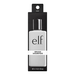e.l.f. makeup brush shampoo lather demonstrates gentle conditioning for soft bristles.