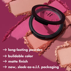 e.l.f. Primer-Infused Blush durazno mate realce sutil de las mejillas