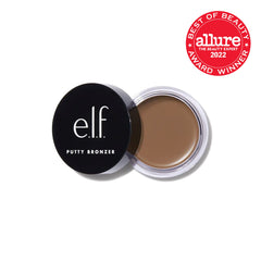 e.l.f. Putty Bronzer swatch shows highly pigmented color for buildable bronze