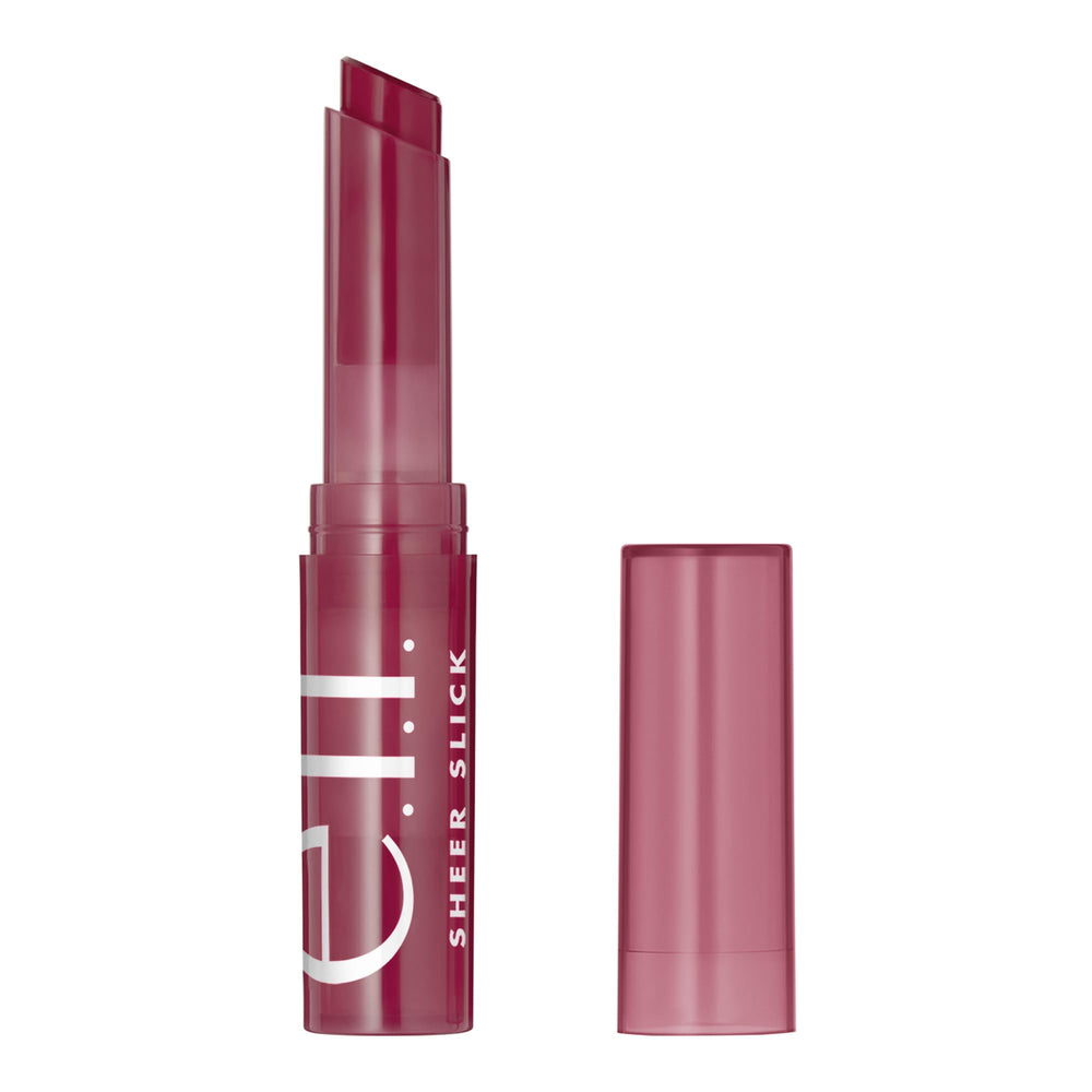 e.l.f. Sheer Slick Lipstick Black Cherry swatch for everyday glossy color
