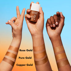 e.l.f. Bronzing Drops Mini swatch on skin demonstrating radiant tint