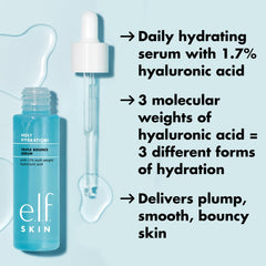Aplicación manual del serum e.l.f. para piel suave y nutrida.