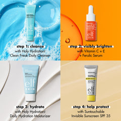 e.l.f. protector solar invisible SPF 35 mini: protección diaria sin residuos visibles.