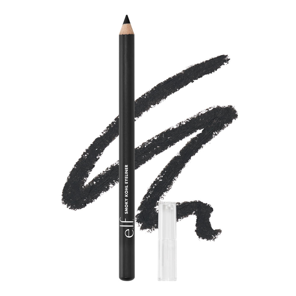 e.l.f. Smoky Kohl Eyeliner pencil swatch in Black Velvet for bold eyes.