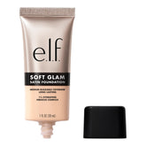 e.l.f. Soft Glam Foundation bottle close-up with satin finish and sleek packaging