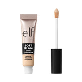 e.l.f. Soft Glam Satin Concealer packaging highlights vegan, cruelty-free branding.