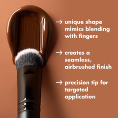 Soft dense bristles of the e.l.f. Tap & Blend brush create an airbrushed finish