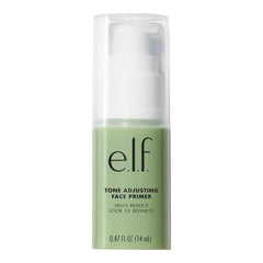 e.l.f. Tone Adjusting Primer, botella: neutraliza rojeces y uniforma el tono.