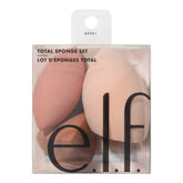 e.l.f. total face sponge for streak-free foundation application, vegan and cruelty-free.