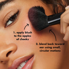 e.l.f. angled blush brush suited for wet or dry use with various formulas.