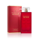 Elizabeth Arden Red Door bottle close-up with a glossy red finish.