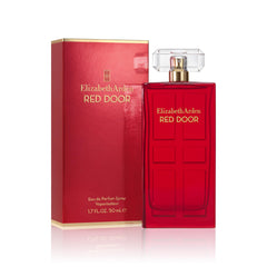 Elizabeth Arden Red Door bottle close-up with a glossy red finish.