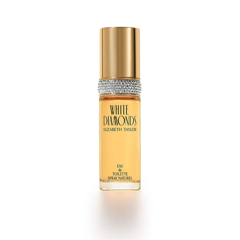 Elizabeth Taylor White Diamonds bottle close-up showing premium gifting-ready packaging