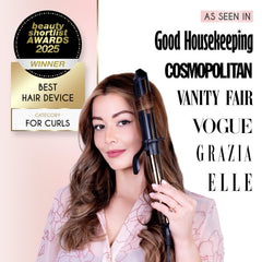 ELLA BELLA curling iron ceramic plates close-up highlights even heat protection.