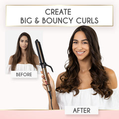 ELLA BELLA curling iron digital display demonstrates precise temperature control.