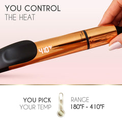 ELLA BELLA Curling Iron with heat-resistant case and styling glove for safe travel.