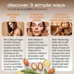 Ella & Eden Argan Oil application on damp hair for shine and smoothness.