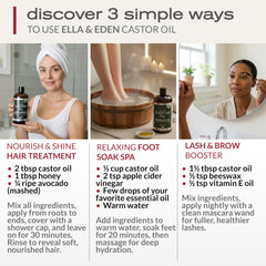 Pump dispenser on Ella & Eden castor oil for mess-free daily use.