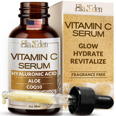 Ella & Eden Vitamin C Serum bottle close-up for daily facial care