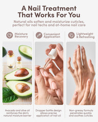 Olive and avocado oils shown as nourishing ingredients in ella-mila formula.