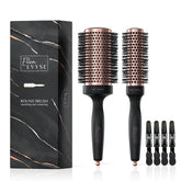 Ellen Evyse round brush ceramic barrel delivers smooth, shiny results.