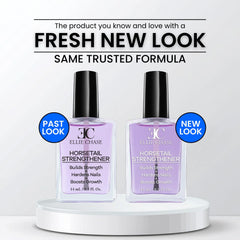 Ellie Chase Horsetail Nail Strengthener, aplicación en capa base para esmalte suave