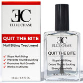 Ellie Chase Stop Nail Biting Polish bottle deters biting with bitter taste.