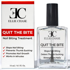 Ellie Chase Stop Nail Biting Polish bottle deters biting with bitter taste.