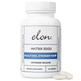 Elon Matrix 5000 bottle on display, highlighting hair support formula