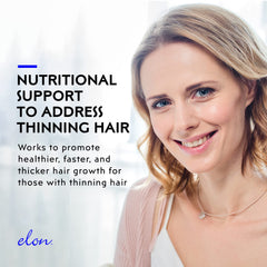 Elon R3 bottle label features fish collagen peptides for hair nourishment.