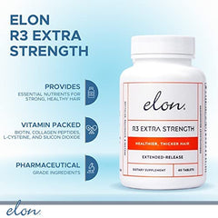 Close-up of Elon R3 tablets highlights vanilla coating for daily use.