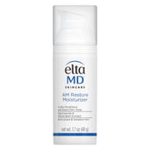 EltaMD AM Restore bottle with pump shows oil-free daily hydration.