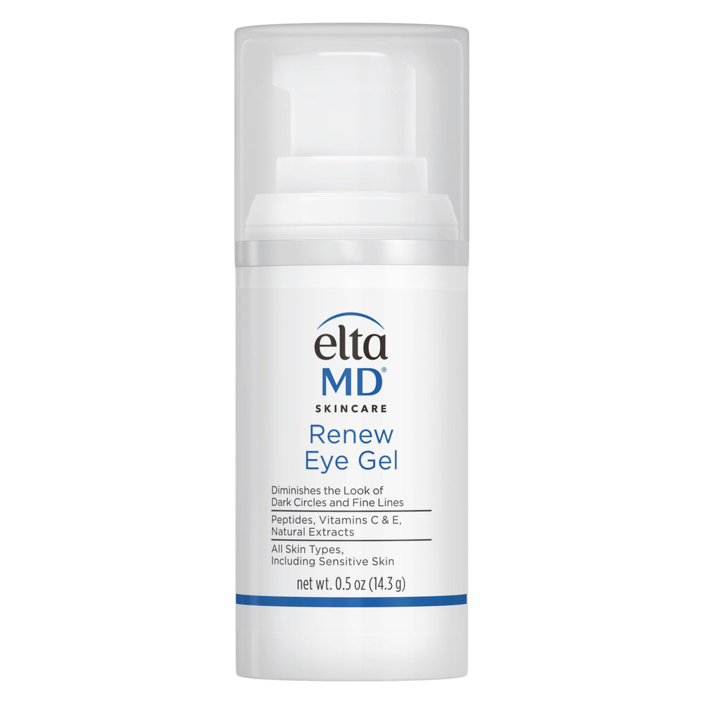 EltaMD Renew Eye Gel bottle with pump for precise application, refreshing tired eyes.