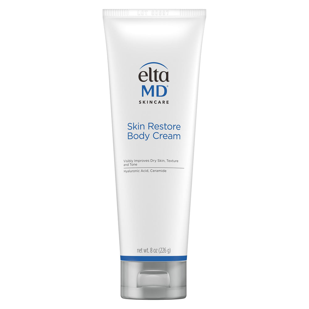 EltaMD Skin Restore Body Cream tube delivering deep hydration for dry skin.