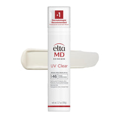 EltaMD UV Clear bottle pump showing oil-free protection for acne-prone skin