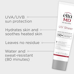 Graphic shows zinc oxide formula of EltaMD UV Sheer for transparent protection.